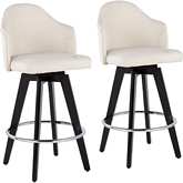 Ahoy 26" Counter Stool in Cream Fabric, Black Wood & Chrome (Set of 2)